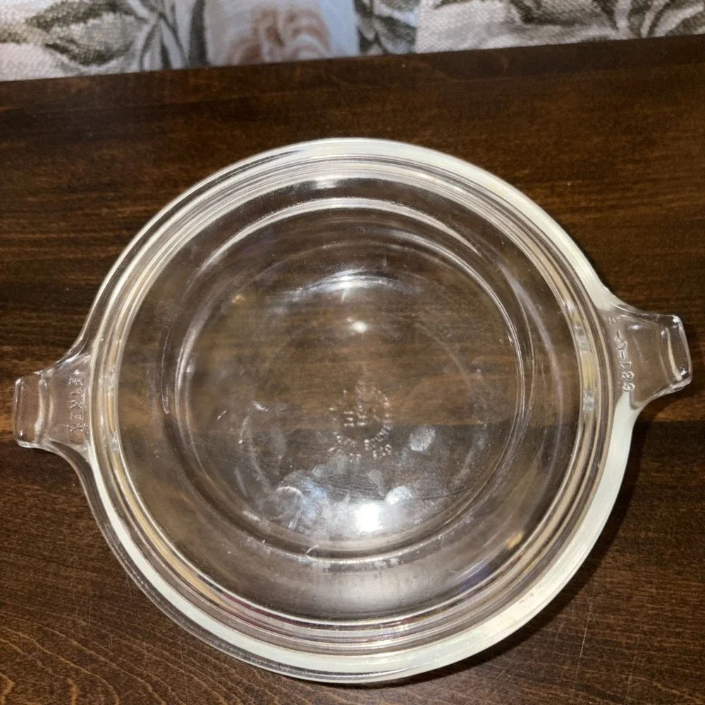 Set of 2 Vintage PYREX Clear Glass Casserole Baking Dish 20oz & 10oz w/Lids